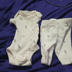 Carter's White Floral Bodysuit Set
